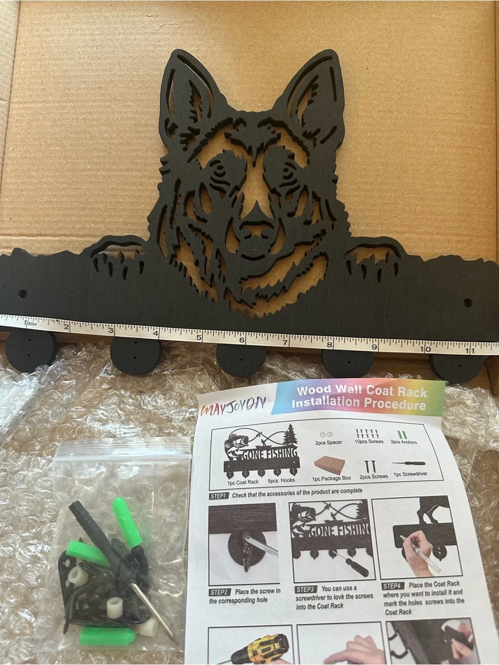 German Shepherd Wall Key Rack in Black